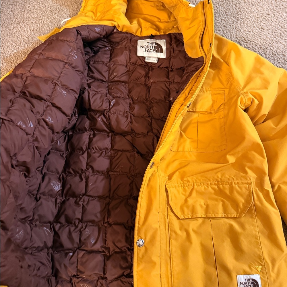 The North Face Mustard and Brown Quilted Jacket